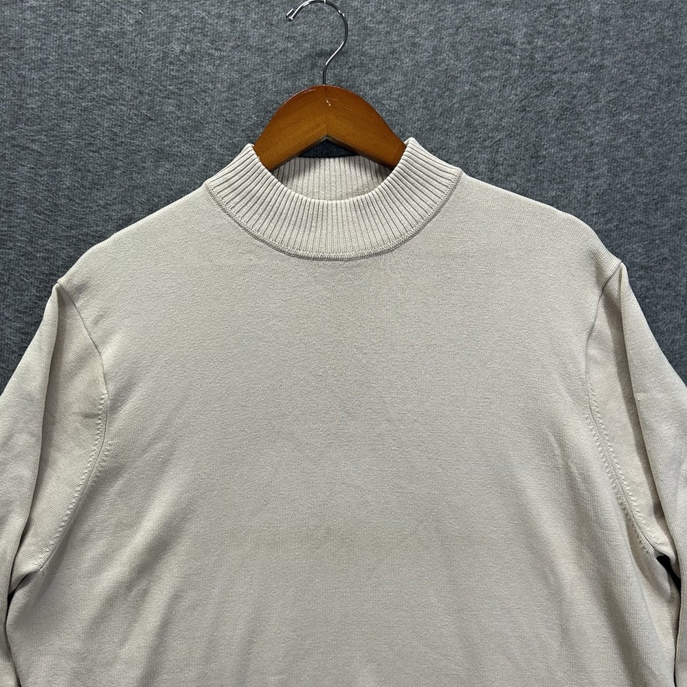 Dressbarn Woman Ivory Silk Blend Long Sleeve Mock Neck Pullover Sweater 20W